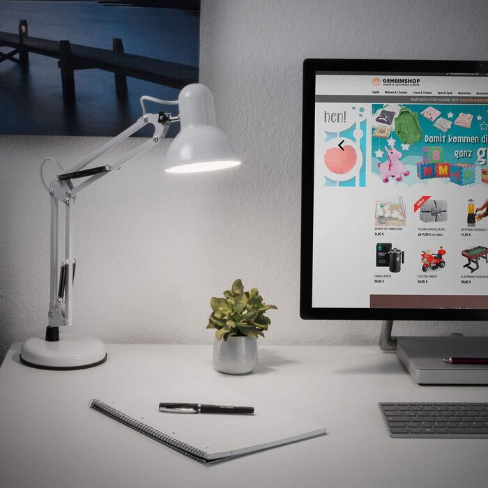 Ретро настільна лампа для робочого столу з гнучким підсвічуванням, з LED лампою (біле світло)