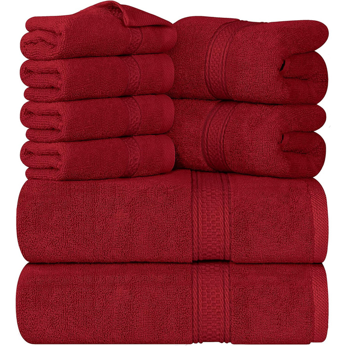 Utopia Towels - 8-Piece Cotton Towel Set with Hangers - 2 Bath Towels, 2 Hand Towels, and 4 Washcloths - (Electric Blue)