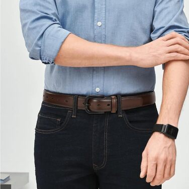 Чоловічий шкіряний ремінь VONMELLI без металу, TSA-сертифікований, для джинсів, з гіпоалергенною застібкою, розмір пояса 48-52