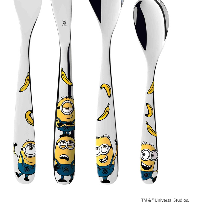 Набір дитячого посуду Minions WMF Cromargan® 4 шт. з нержавіючої сталі, від 3 років, без гравіювання, придатний для миття в посудомийній машині