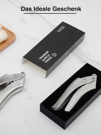 Преміум-прес для часнику з нержавіючої сталі EN 1.4301 – не потребує очищення, придатний для миття в посудомийній машині, інтегрований дизайн, легко чистити, 5 років гарантії