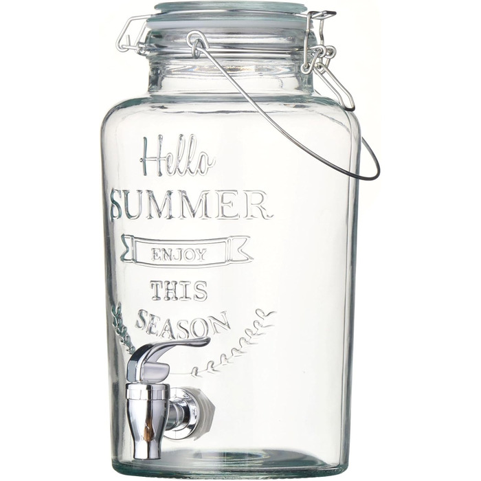 Диспенсер для напоїв з краном Point-Virgule Hello Summer, 3 л, прозорий, аксесуари для бару