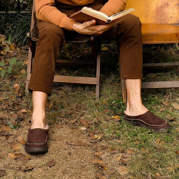 Чоловічі домашні тапочки Zigzagger з мікрозамші та піною з пам'яті, 49 EU, Колір: Коричневий