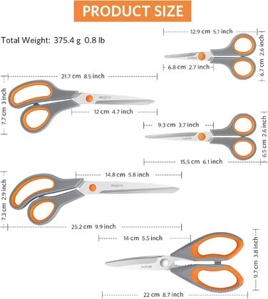 Набір кухонних ножиць 5шт. з нержавіючої сталі, мультифункціональний, помаранчевий/сірий