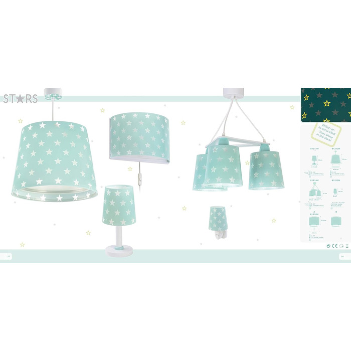 Dalber - Pendant light with star pattern, green, 33 x 33 x 25 cm