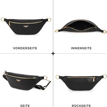 Чоловіча/жіноча поясна сумка Berliner Bags Preiu, шкіряна кросбоді сумка, XL (Чорний / Золотий)