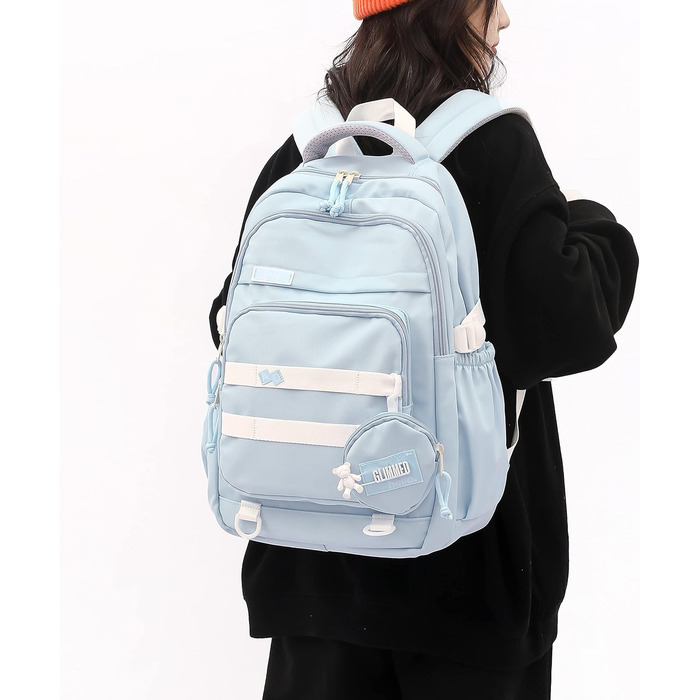 Шкільний рюкзак для дівчаток-підлітків, водонепроникний, легкий, великого об'єму, модний, для школи або подорожей - блакитний