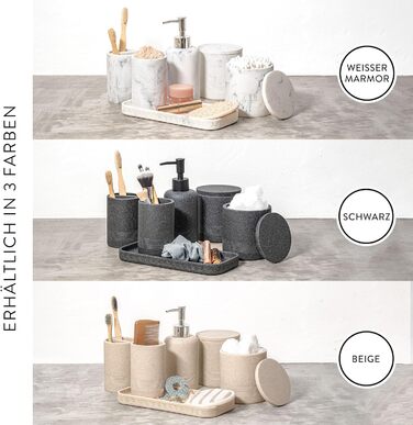 Набір для ванної кімнати ZCCZ – 6 предметів: органайзер для зубних щіток, дозатор мила, миска для косметики та ватних паличок. Елегантний декор з ефектом мармуру, білий колір для стильного оформлення ванної кімнати