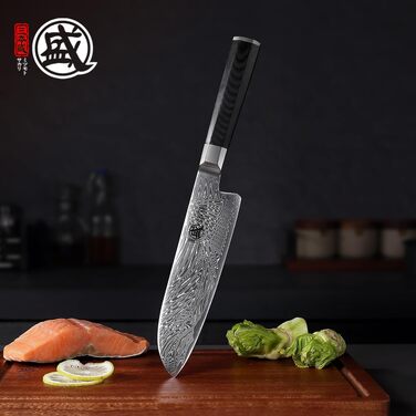 Японський кухонний ніж Santoku MITSUMOTO SAKARI, порошкова сталь VG-Pro, чорна ручка, 17 см
