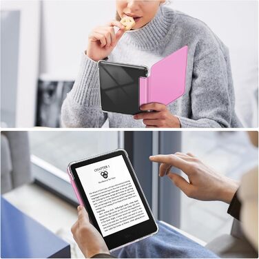 Чохол Fintie для Kindle 6 (11-го покоління) 2024/2022, прозорий, з функцією авто-сплячки, для Kindle Basic 2024, колір агави-зелений (ліловий-рожевий)