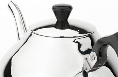 Bredemeijer small single-walled stainless steel teapot, 1.25 liters with black handle