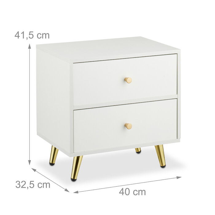 Relaxdays Bedside Table with Golden Legs