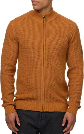 Чоловіча в'язана жилетка Indicode INayton зі стійким коміром та блискавкою | Кардіган з тонкого в'язання для чоловіків (M, Карамель)