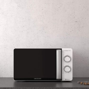 Мікрохвильова піч Cecotec Pro Clean 3110 з кварцовим грилем 800 Вт, об'єм 20 л, біла