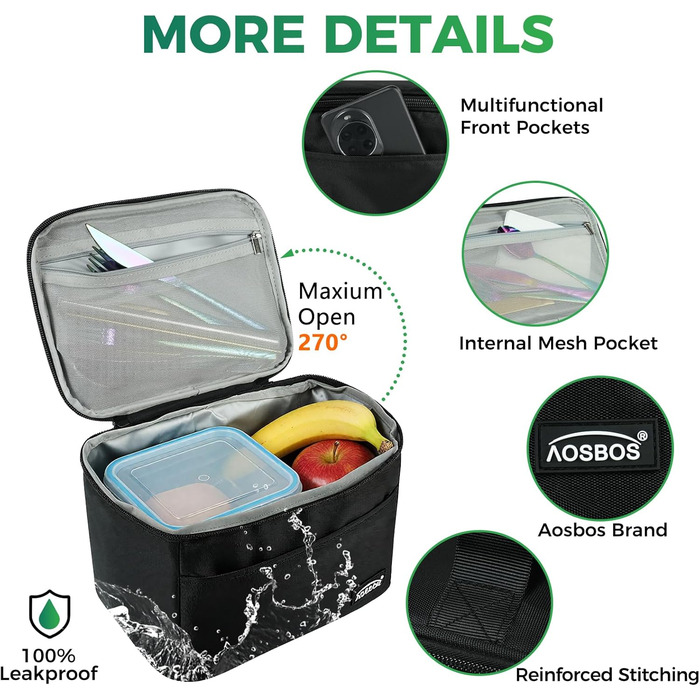 Чохол-холодильник для обіду Mini (Чорний) – Upgrade 2026, Зручний, Легкий, Зручний для роботи та школи