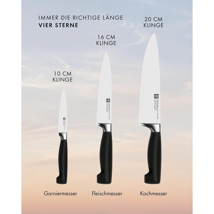Набір кухонних ножів ZWILLING Vier Sterne, 3 предмети, нержавіюча сталь, Made in Germany