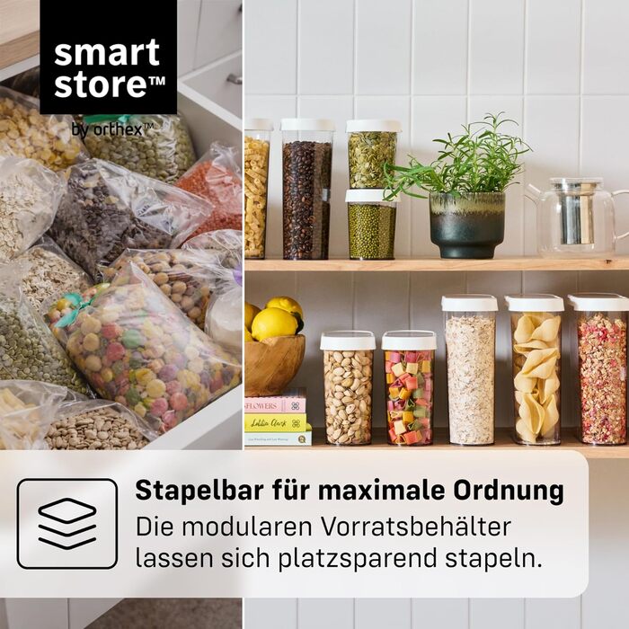 Набір контейнерів для зберігання продуктів SmartStore 5 шт. герметичні, пластикові, без BPA, для кухні 0.8л (2шт), 1.6л (2шт), 1.65л (1шт)