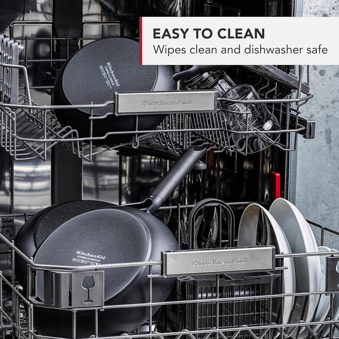 Сковорода для млинців KitchenAid Classic 24 см, кована, анодований алюміній, керамічне антипригарне покриття без PFAS, для індукції, духовки, посудомийки, чорна