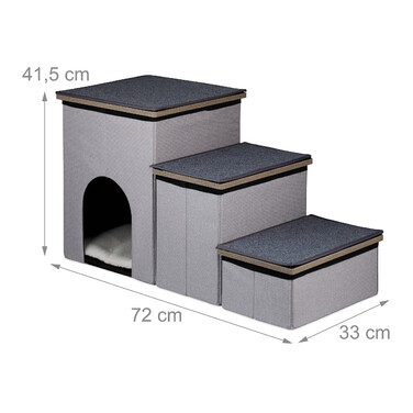 Relaxdays 3-Step Dog Stairs with Cave