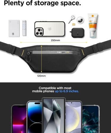 Чоловіча та жіноча поясна сумка Spigen Klasden Bauchtasche для подорожей, спорту та активного відпочинку - чорна