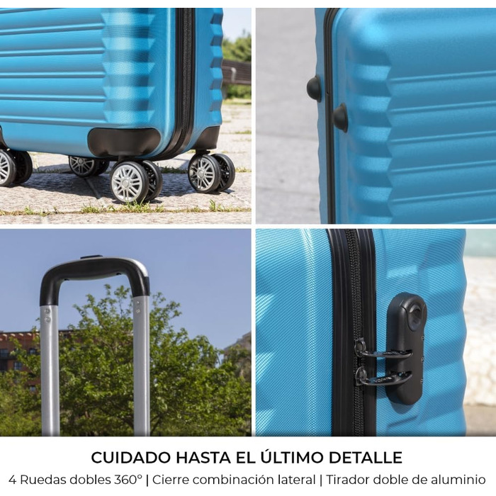 Набір валіз NEWTECK 4 шт. (75см, 63см, 53см, культиватор), ABS, жорсткий, водостійкий, з коліщатами, з замком (Блакитний)