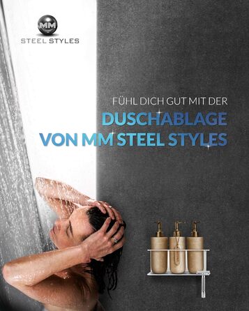 Підвісна полиця для душу MM Steel Styles без свердління, з нержавіючої сталі, з клейкою основою