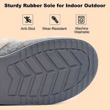 Жіночі домашні тапочки LongBay з вовняного вигляду з піною з пам'яті, м'яке Sherpa-підкладка для дому та вулиці, 38/39 EU, сірі