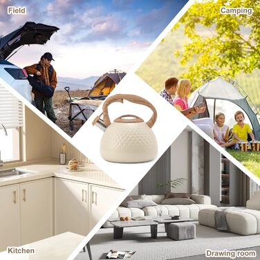 Сучасний чайник-заварник Induktion 3L з нержавіючої сталі з дерев'яною ручкою, для плити, чайник для чаю та кави