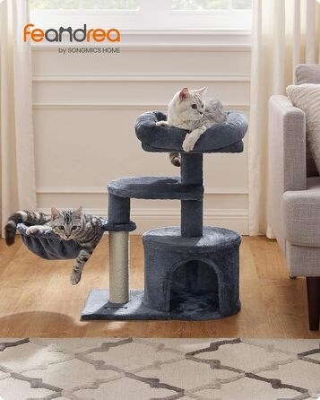 Feandrea Cat Tree, Small Cat Tree, Multi-Level, 68 cm, Smoke Gray PCT59G