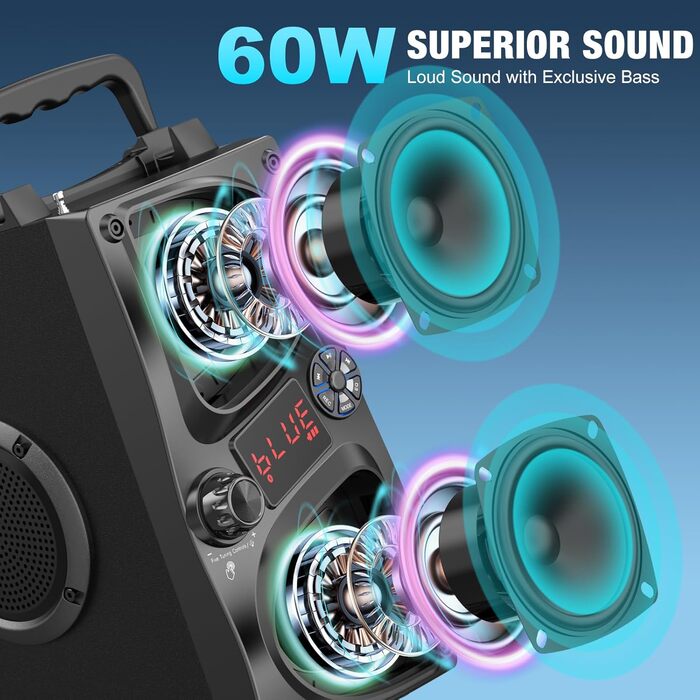 SUPNIU Bluetooth колонка з 2 бездротовими мікрофонами, LED підсвічуванням та пультом ДК