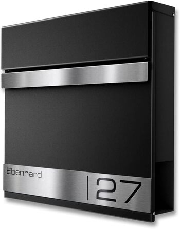 Поштова скринька Metzler Premium Stencil Anthrazit з газетницею та табличкою для імені - настінна, нержавіюча сталь V2A з порошковим покриттям RAL 7016