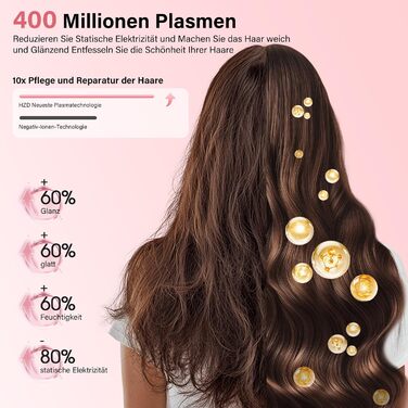 Фен з дифузором, 57dB, швидке сушіння, для подорожей та дому (рожевий)