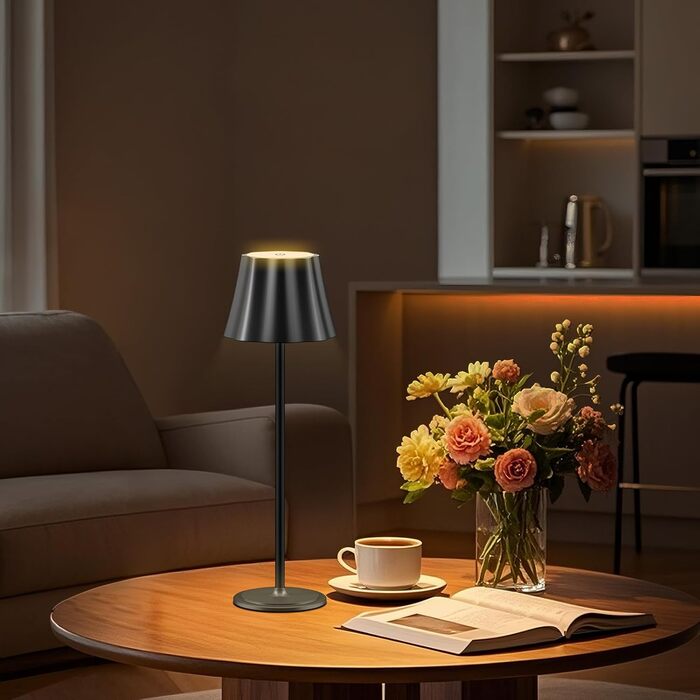 Бездротова LED-лампа Suright для столу з акумулятором 5000mAh, 3 режими кольору та регулюванням яскравості, IP54 вологозахист для вулиці, кемпінгу, тераси, вітальні, спальні