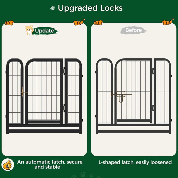 Лягу для цуценят Yaheetech, 12 секцій, 63 см, з 2 дверцятами, автоматичним замком, розкладний, для дому та саду