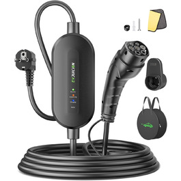 Кабель для зарядки електромобіля Evjuicion Typ 2 Schuko, 3.68kW, 6м, 16A, з індикатором, IP67, для ID.3/4, X1, 5ER, Model Y/3 та інших електромобілів