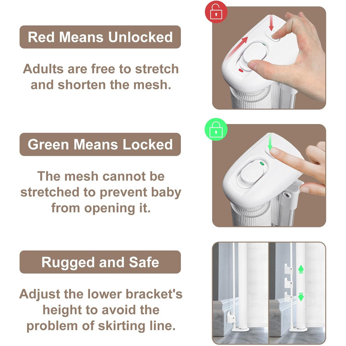 Захисне ворота для дитячих воріт, розтяжне, 0-140 см. Захист від падіння сходами для дітей, котів та собак. Підходить для сходів, дверей, внутрішнього та зовнішнього використання (білий, 86х180 см)