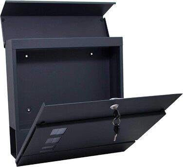 Поштовий ящик настінний дизайнерський антрацит RAL 7016 з газетницею, захищений від погодних умов, порошкове покриття