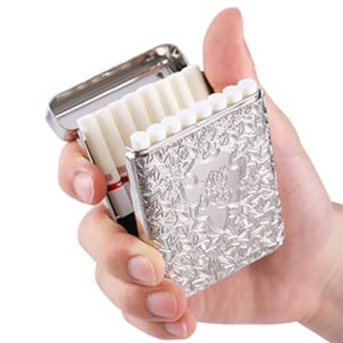 Металеве тютюнотримач преміум-якості з гравіюванням, унісекс, чорний (16 сигарет)