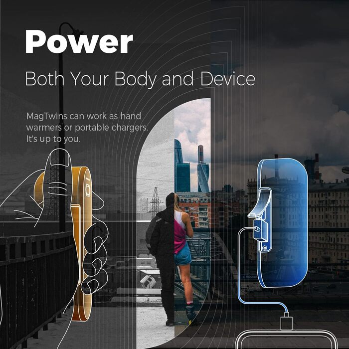 Електричні грілки для рук OCOOPA MagTwins, 10000 mAh, 4 режими нагріву, USB Power Bank, блакитний