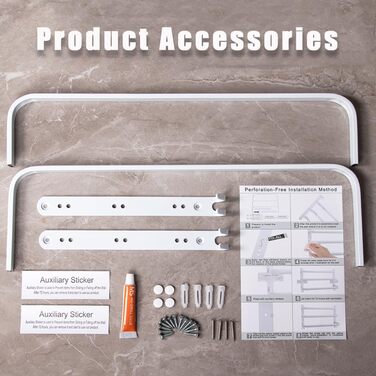 Тримач для рушників на стіну без свердління, 80 см, з гачками, 2 яруси, для ванної кімнати, кухні, туалету