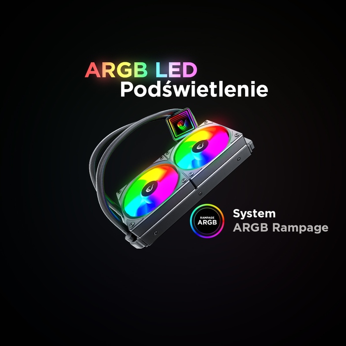 Система рідкого охолодження Rampage INFINITE V240 240мм ARGB з індикатором температури, білий