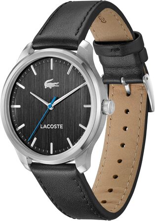 Годинник чоловічий Lacoste Lisbon з кварцовим механізмом, ремінцем з нержавіючої сталі або шкіри (чорний)