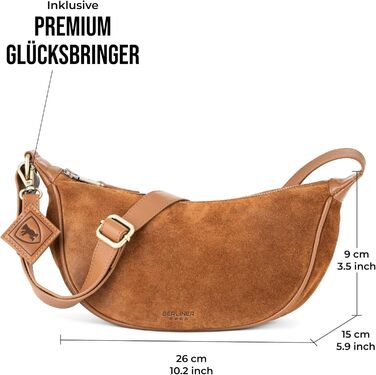 Сумка через плече Berliner Bags Luna, шкіряна жіноча напівмісяць, коричнева замша