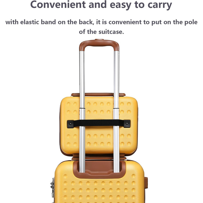 Чемодан-валіза KONO з жорсткою оболонкою, 76x50x31 см, білий (жовтий, косметичка)