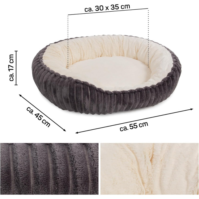 Кігтечка для котів Wallace & Jones Cameron - овальне ліжко-корзина, антрацит-бежеве, розмір S, 55 x 45 x 17 см