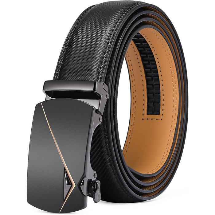 Чоловічий шкіряний ремінь SENDEFN з автоматичною застібкою, ширина 35 мм, регульований розмір, для джинсів та ділового костюма, колір: чорний/золотий, 115 см (32-38 дюймів)