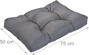 Крісло-лежанка для собак Relaxdays, 110 x 90 см, м'який лежак для великих собак, водовідштовхувальний, можна прати, килимок для тварин (Сірий, L 50 x B 75 x H 10 см)