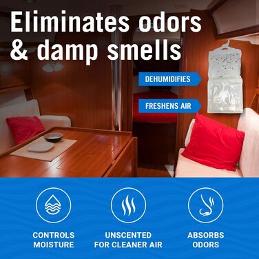 4 Pack Moisture Absorbers, Boat Dehumidifier, Moisture Absorbers, Hanging Bags and Charcoal, Car, RV or Boat