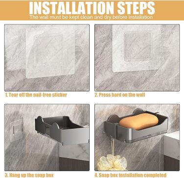 Набір мильниць для душу Fizdoqg: 2 шт. Без свердління, з піддоном та гачком. Підходить для ванної кімнати та кухні.