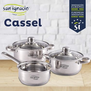 Набір посуду San Ignacio Cassel: каструлі (18/22 см) та гриль (28x28 см) з нержавіючої сталі, кований алюміній